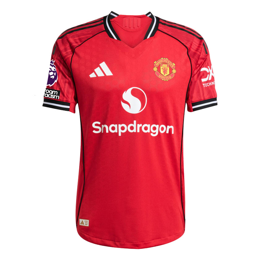 adidas Mount Men's Manchester United Authentic Home Jersey 25/26 w/ NRFR + EPL Patch (Red)