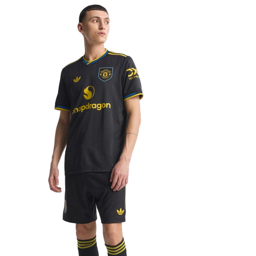 adidas Mount Men's Manchester United Authentic Third Jersey 25/26 w/ NRFR + EPL Patches (Black)