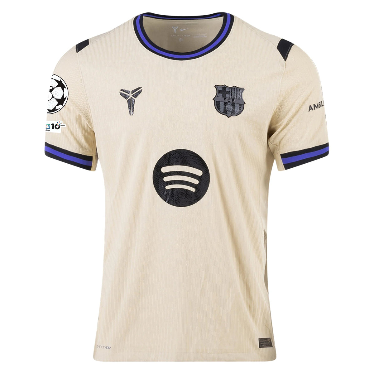 Nike Dani Olmo Men's FC Barcelona Authentic Away Jersey w/ Champions League Patches (Team Gold/Persian Violet/Black)