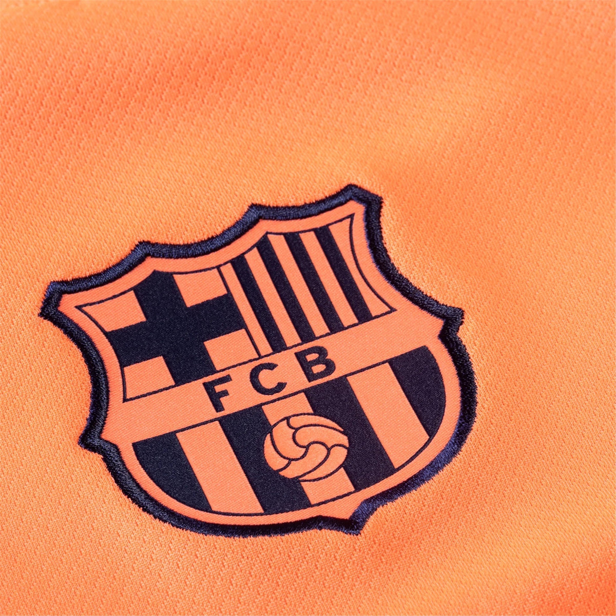 Nike Men's FC Barcelona T90 Third Jersey 25/26 w/ Champions League Patches (Mango/Navy)