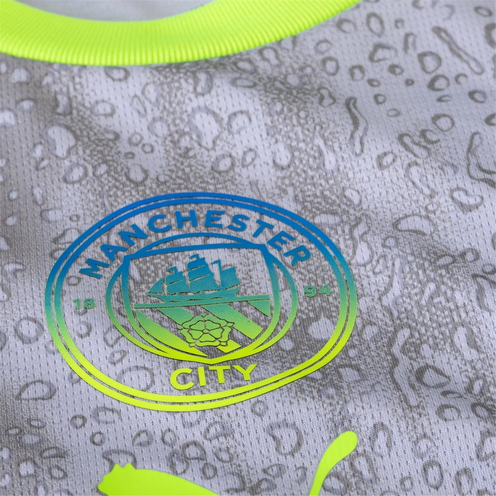 Puma Men's Manchester City Stones Third Jersey w/ EPL + No Room For Racism Patches 25/26 (Cool Weather/Pro Green)