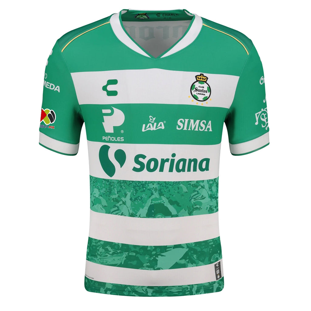 Charly Franco Fagundez Men's Santos Laguna Home Jersey 25/26 w/ BBVA MX Patches (Green/White)