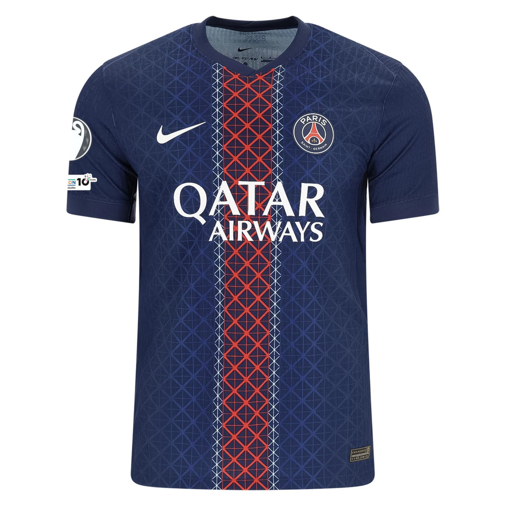 Nike Men's Kvaratskhelia Paris Saint-Germain Authentic Home Jersey 25/26 w/ Champions League Patches (Navy)