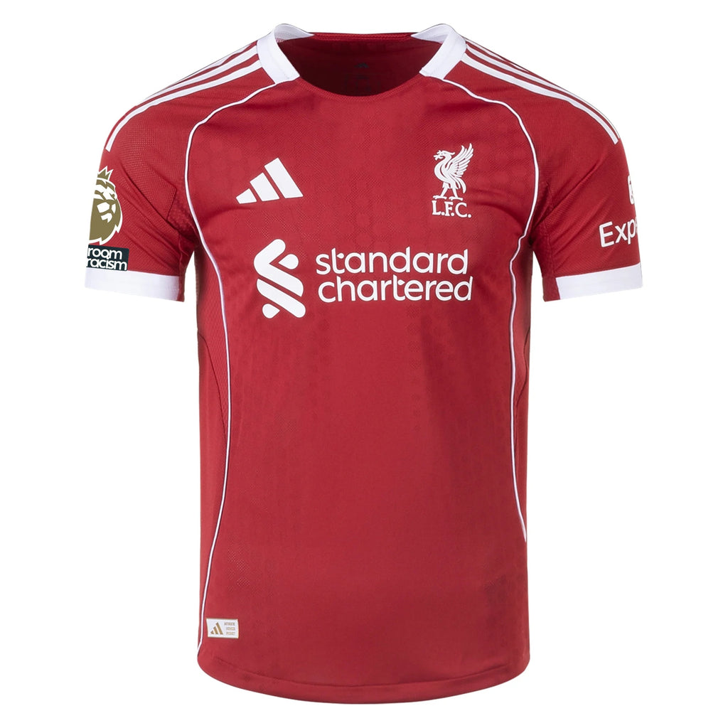adidas Men's Liverpool FC Authentic Isak Home Jersey 25/26 w/ EPL + NRFR Patches (Strawberry Red)