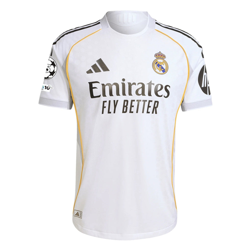 adidas Real Madrid Authentic Home Jersey 25/26 w/ Champions League Patches (White)