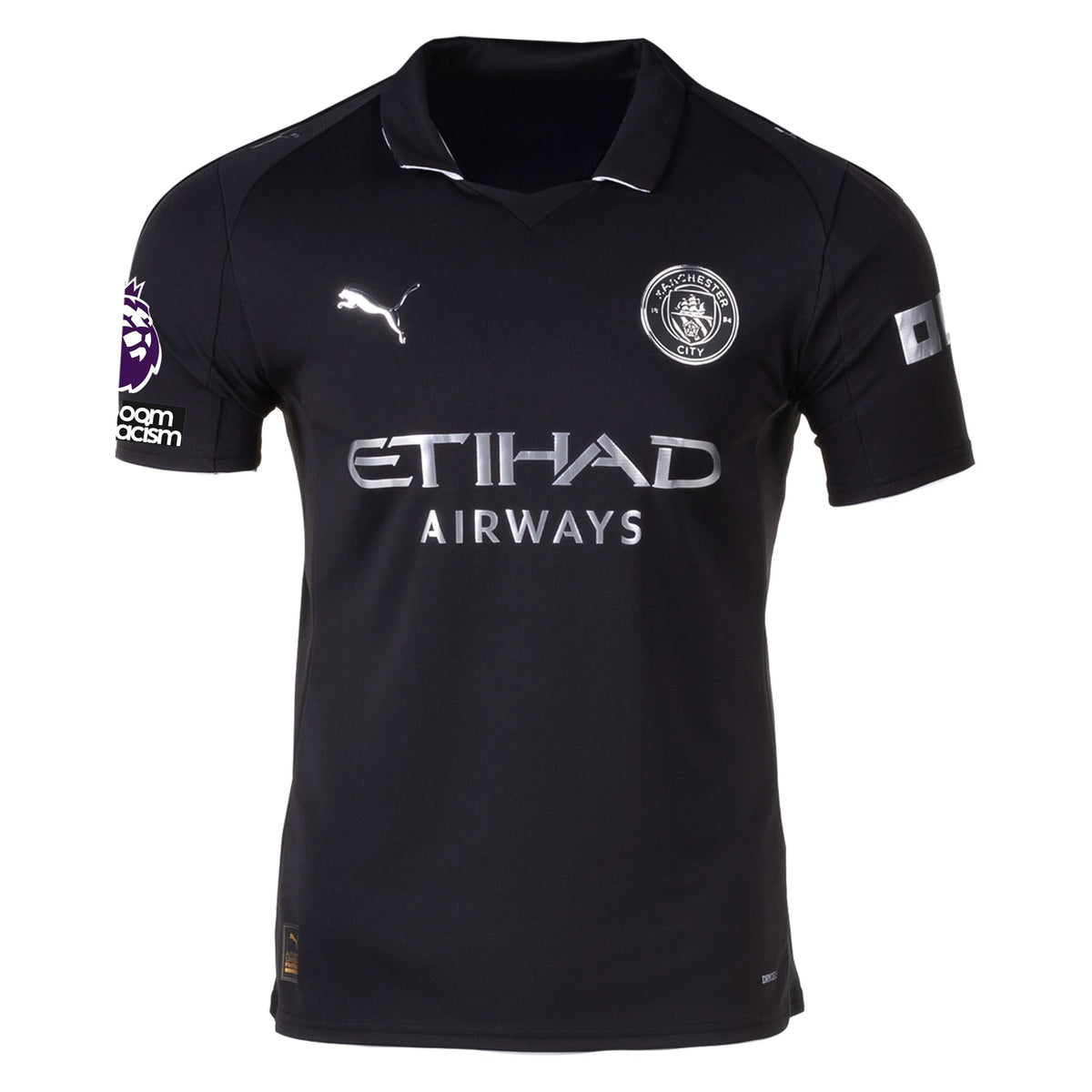 Puma Bernardo Men's Manchester City Away Jersey 25/26 w/ NRFR + EPL Patches (Puma Black)