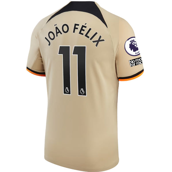 Nike Chelsea JoÃ£o FÃ©lix Third Jersey w/ EPL + No Room For Racism + Club World Cup Patches 22/23 (Sesame/Black)