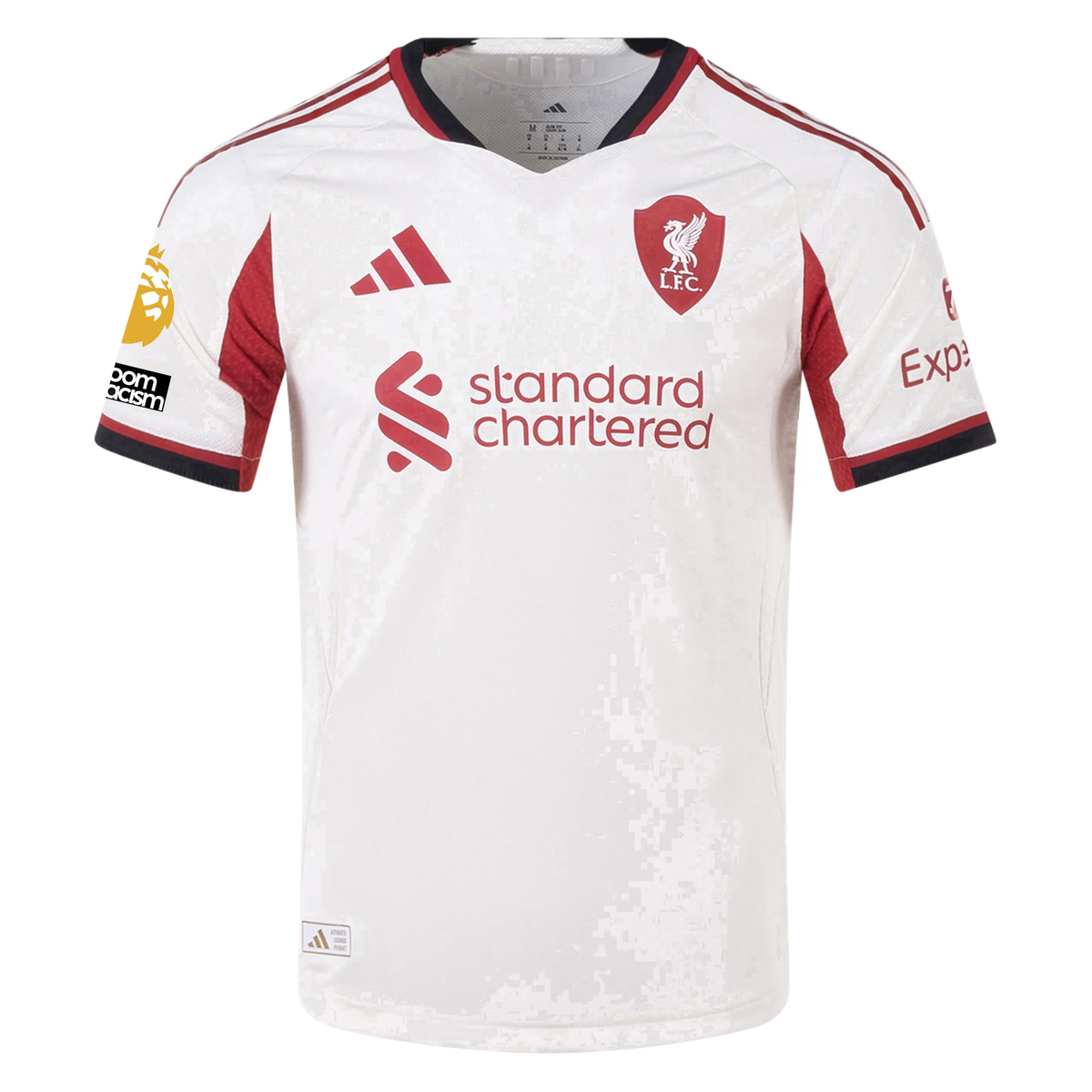 adidas Men's Liverpool Authentic Alexander Isak Away Jersey w/ EPL + No Room For Racism Patches 25/26 (Wonder White)