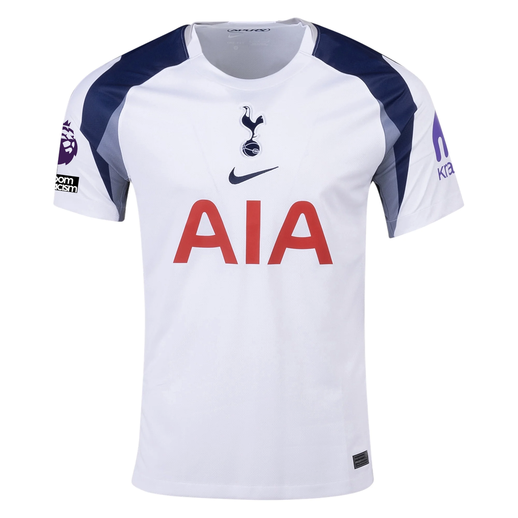 Nike Tottenham Hotspurs Home Jersey w/ EPL + No Room For Racism Patch 25/26 (White/Iron/Binary Blue)