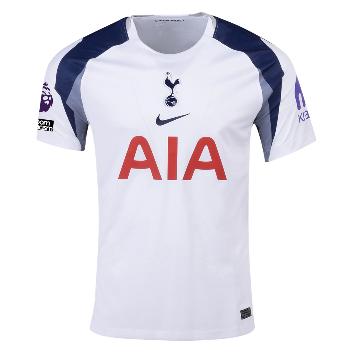 Nike Tel Tottenham Hotspurs Home Jersey w/ EPL + No Room For Racism Patch 25/26 (White/Iron/Binary Blue)