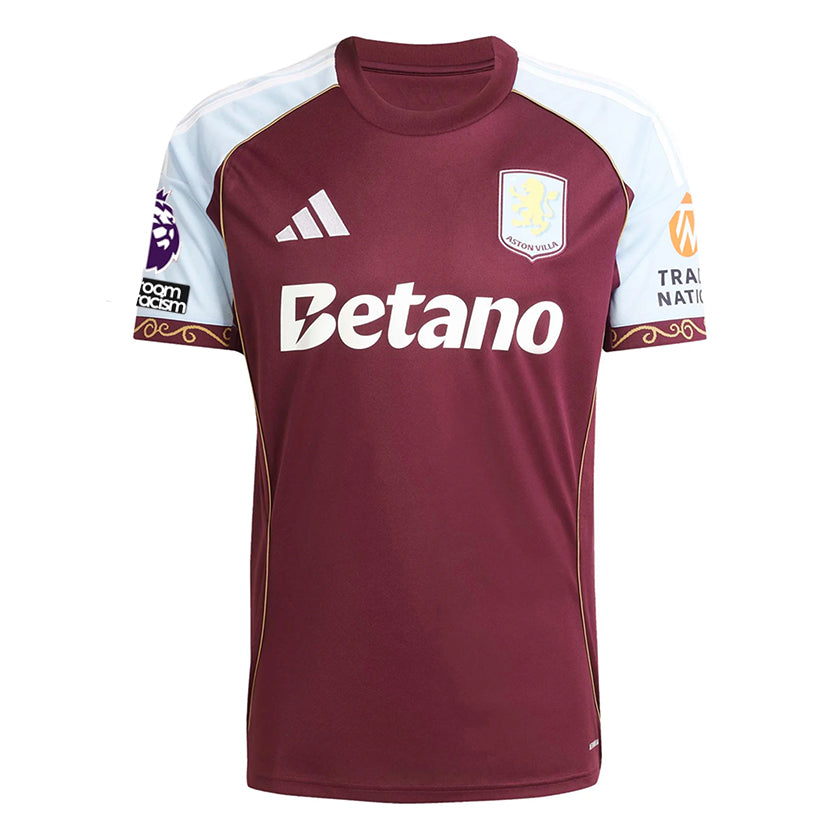 adidas Mcginn Men's Aston Villa Home Jersey 25/26 w/ NRFR + EPL Patches (Maroon/Blue)