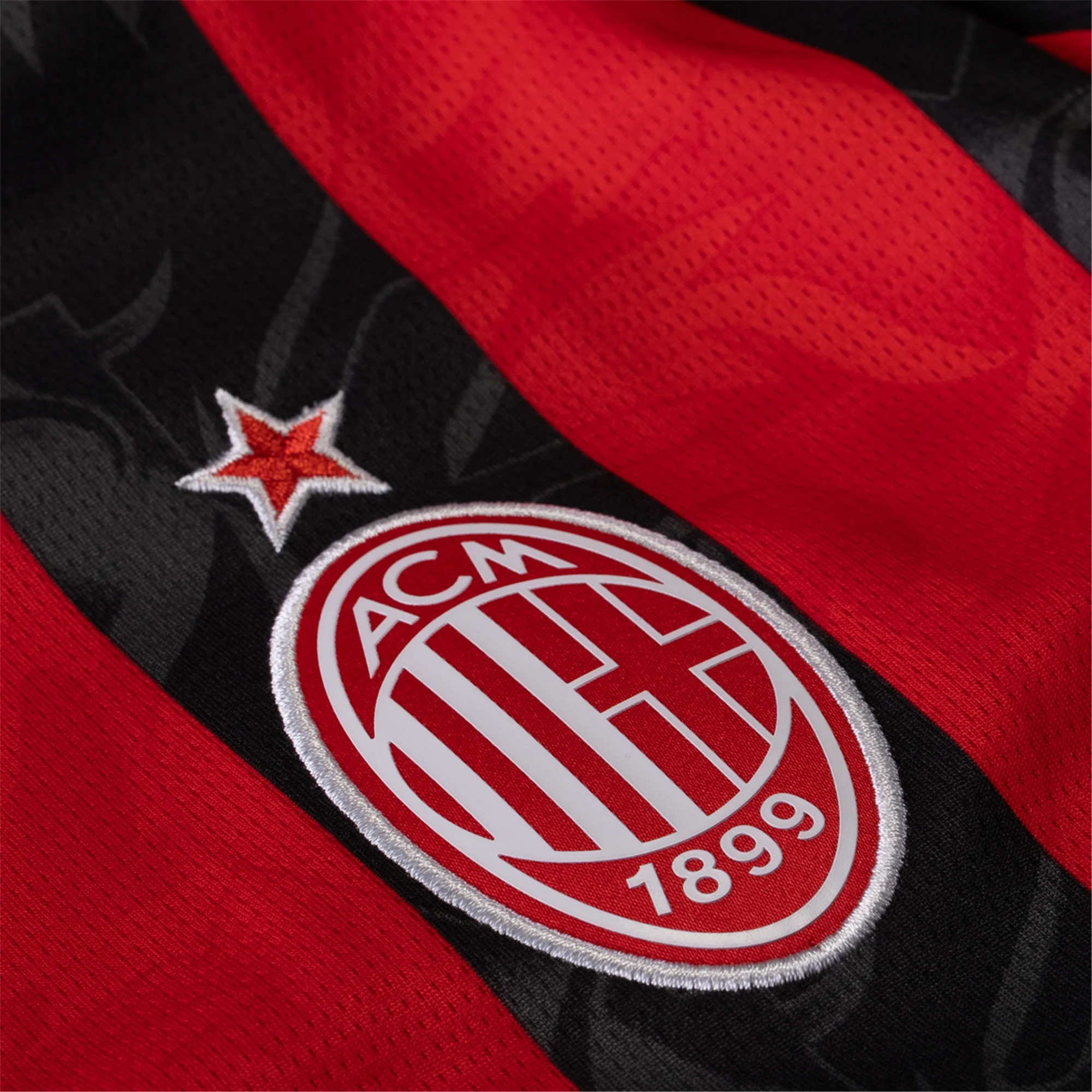 Puma Bartesaghi Men's AC Milan Home Jersey w/ Champions League Patches 25/26 (Red/Black)