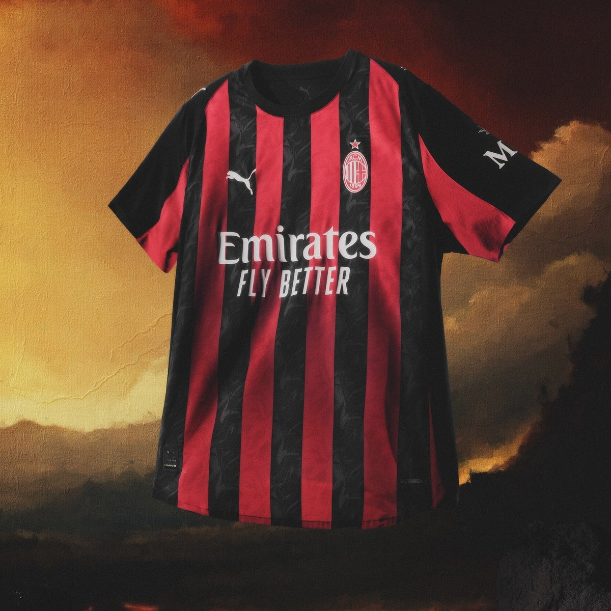 Puma Men's AC Milan Authentic Home Jersey 25/26 w/ Seria A Patch (Red/Black)