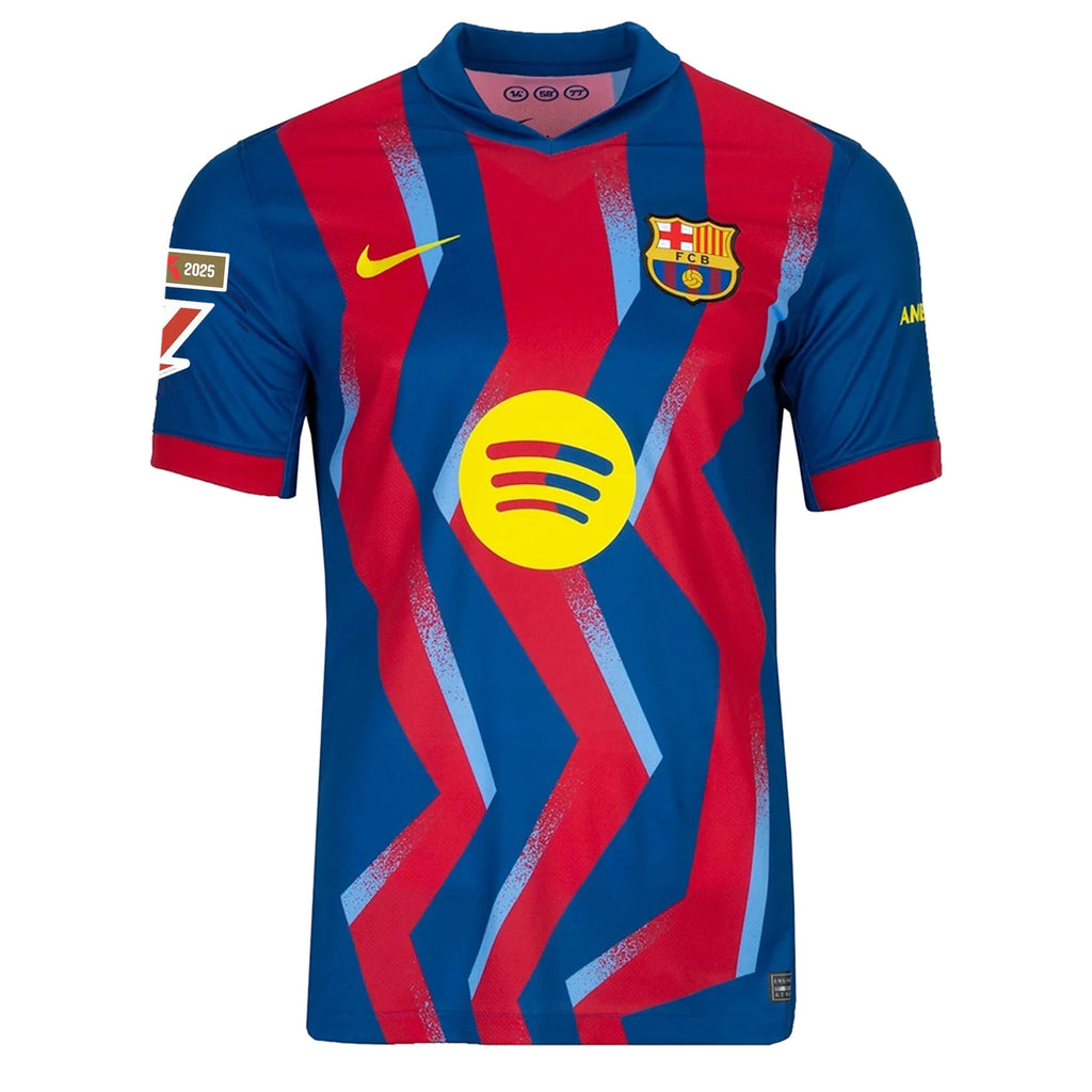 Nike Men's FC Barcelona Balde 4th Jersey 25/26 w/ La Liga Patches (Blue/Red/Yellow)