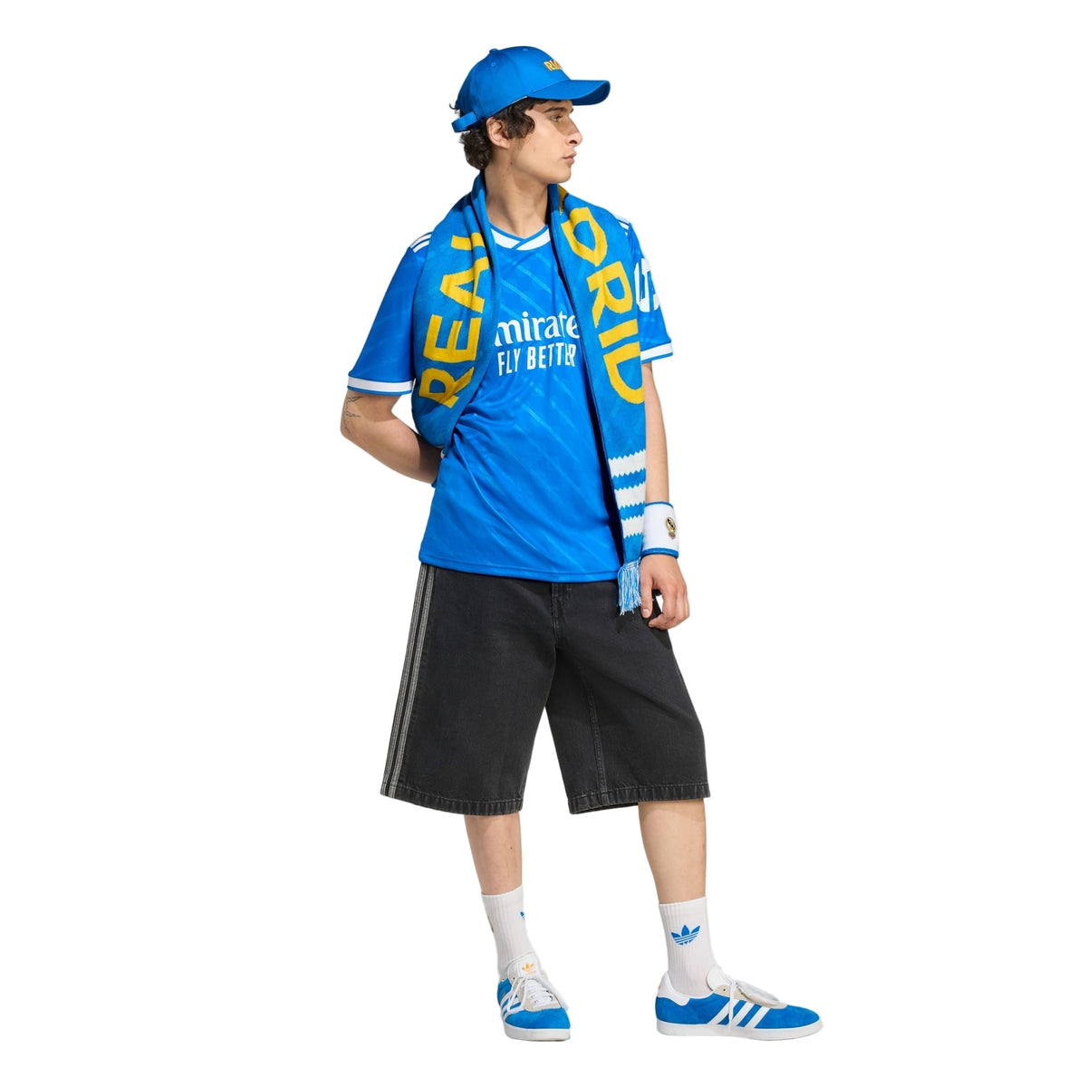 adidas A. Carreras Men's Real Madrid Third Jersey 25/26 w/ Champions League Patches (Blue/White)