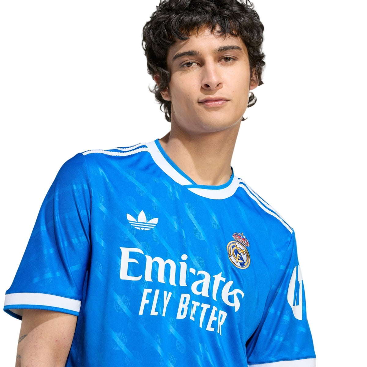 adidas A. Carreras Men's Real Madrid Third Jersey 25/26 w/ Champions League Patches (Blue/White)