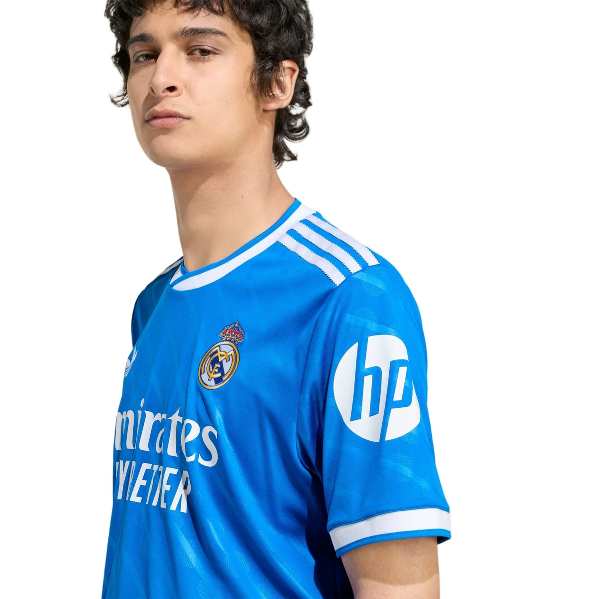 adidas A. Carreras Men's Real Madrid Third Jersey 25/26 w/ Champions League Patches (Blue/White)