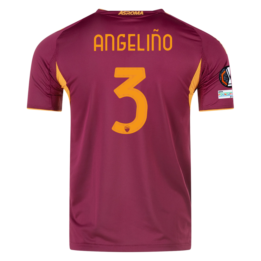 adidas Roma Authentic AngeliÃ±o Home Jersey w/ Europa League Patches 25/26 (Burgundy)