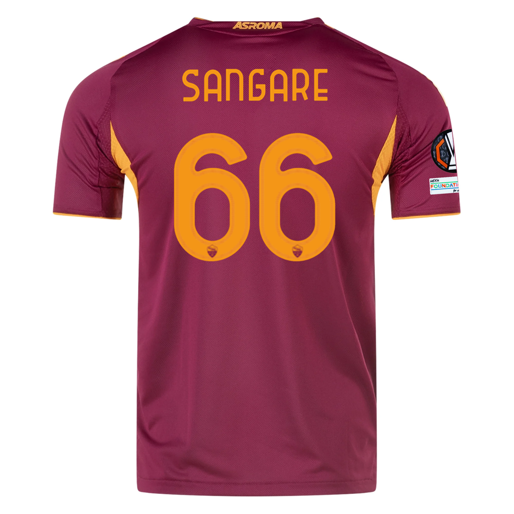 adidas Roma Authentic Buba SangarÃ© Home Jersey w/ Europa League Patches 25/26 (Burgundy)