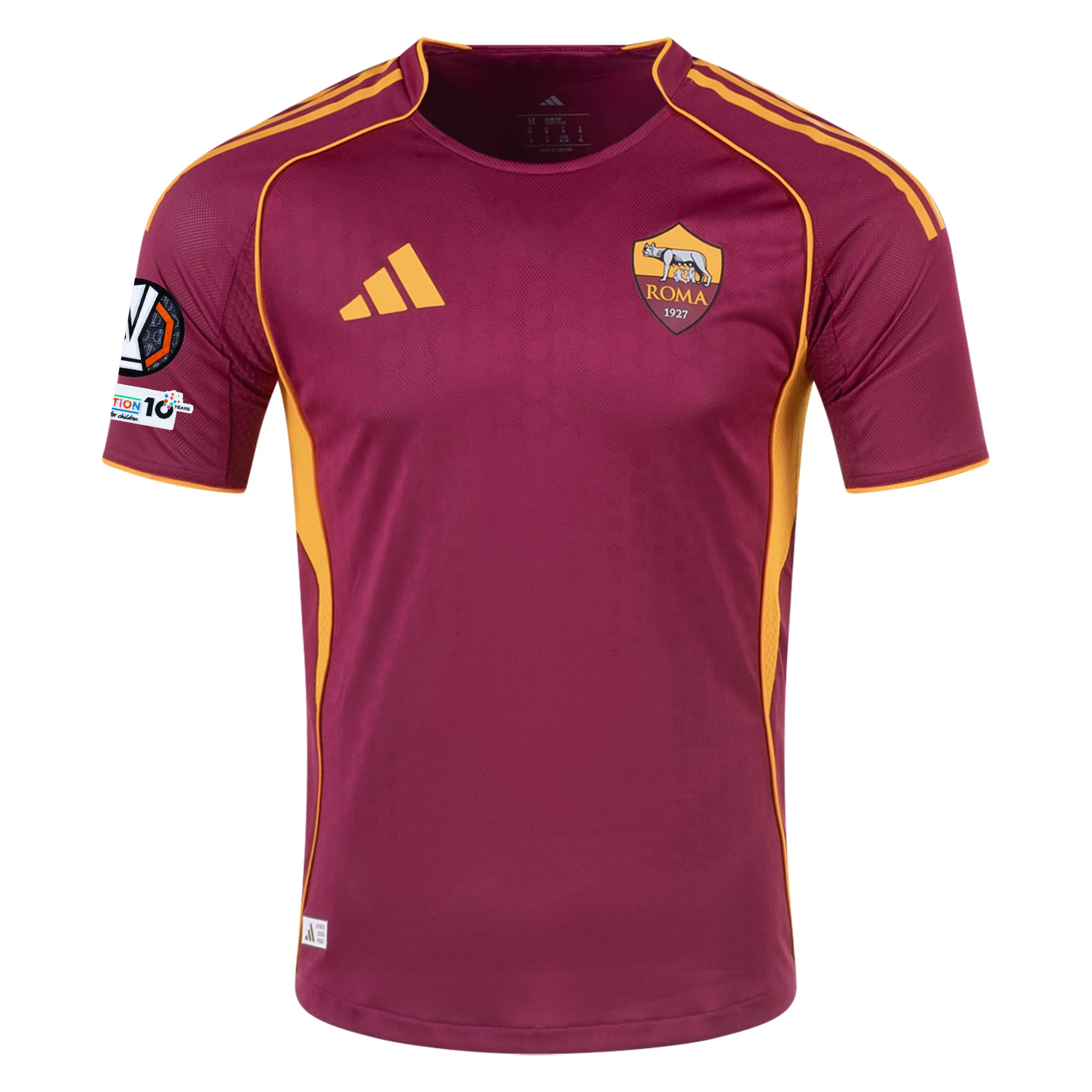 adidas Roma Authentic Evan Ndicka Home Jersey w/ Europa League Patches 25/26 (Burgundy)