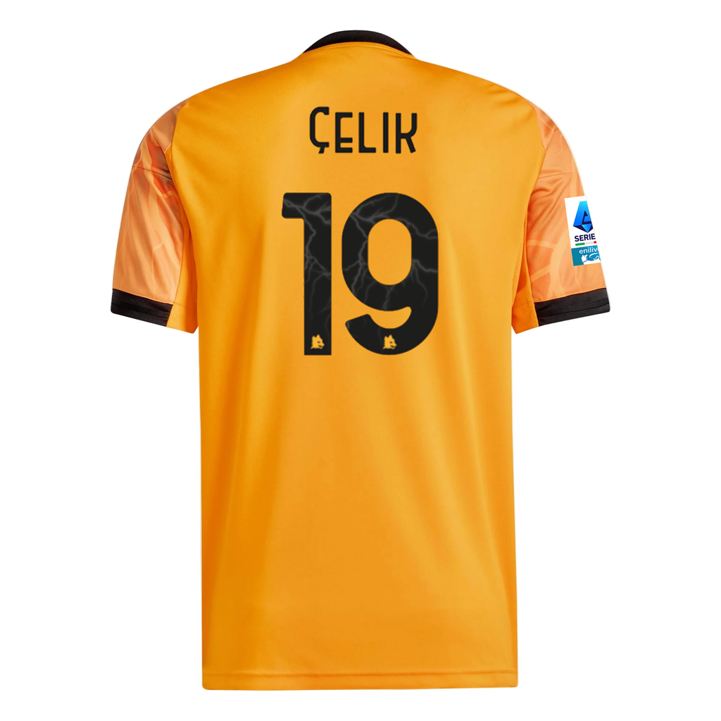 adidas Roma Mehmet Zeki Ã‡elik Away Jersey w/ Serie A Patch 25/26 (Orange/Black)