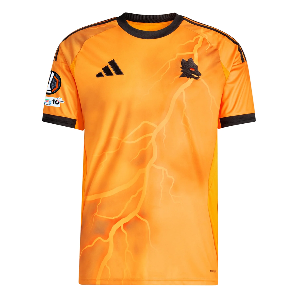 adidas Roma Wesley FranÃ§a Away Jersey w/ Europa League Patches 25/26 (Orange/Black)