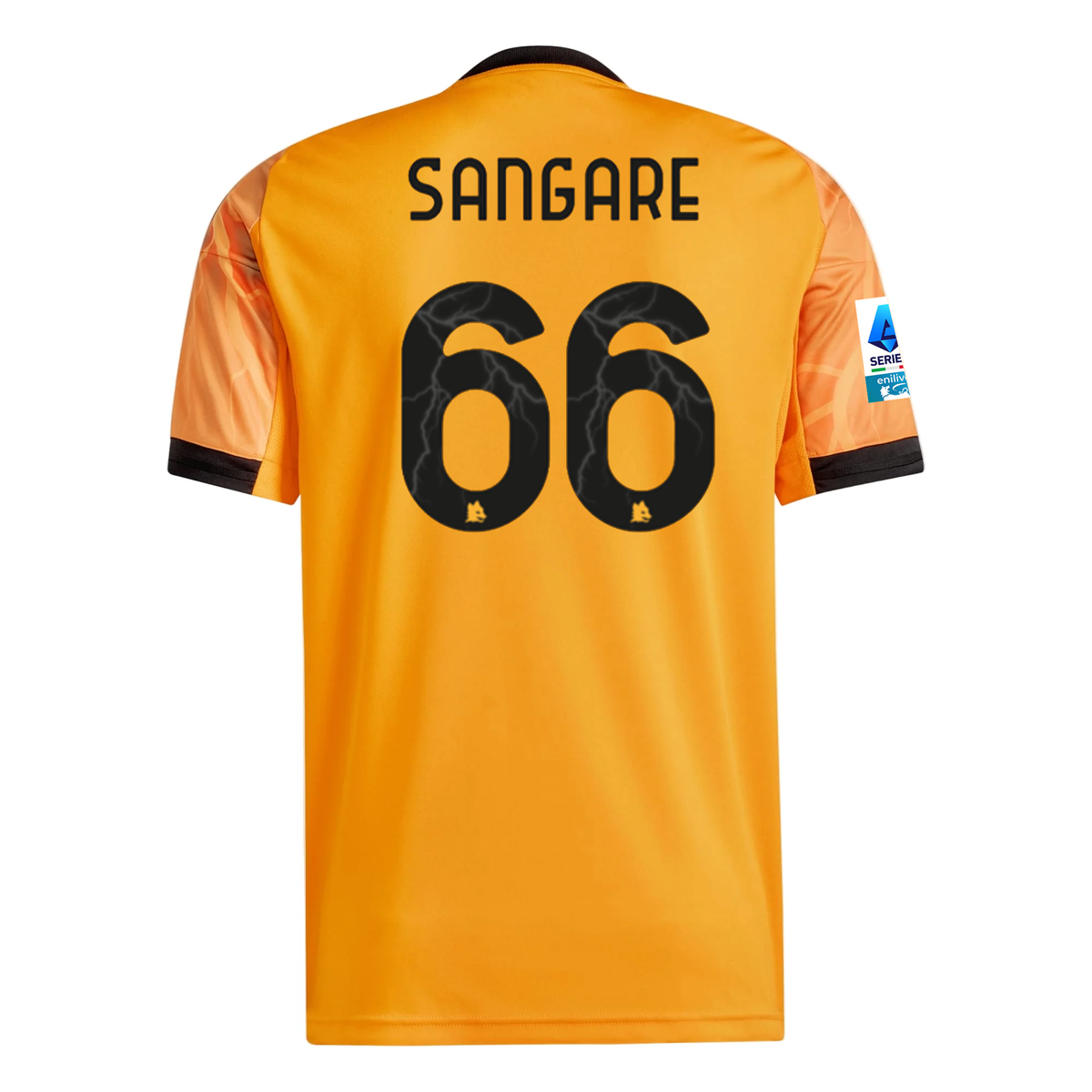 adidas Roma Buba SangarÃ© Away Jersey w/ Serie A Patch 25/26 (Orange/Black)