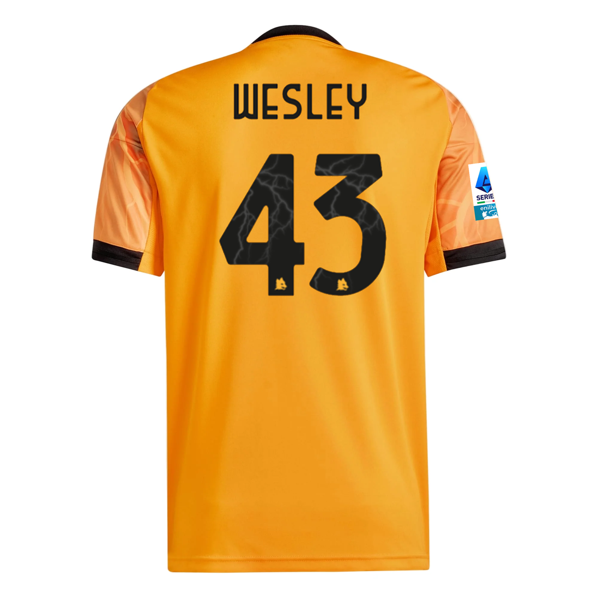 adidas Roma Wesley FranÃ§a Away Jersey w/ Serie A Patch 25/26 (Orange/Black)