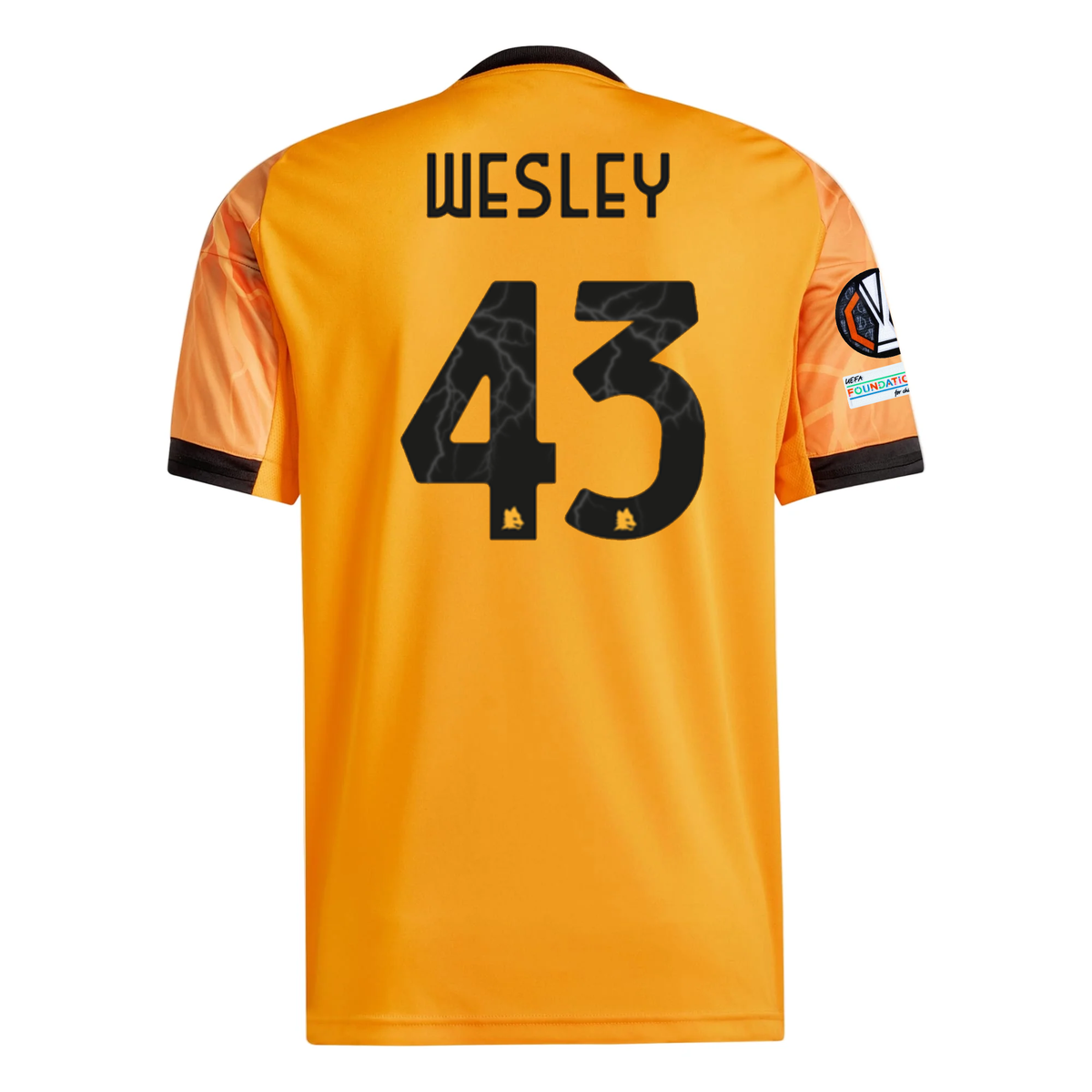 adidas Roma Wesley FranÃ§a Away Jersey w/ Europa League Patches 25/26 (Orange/Black)