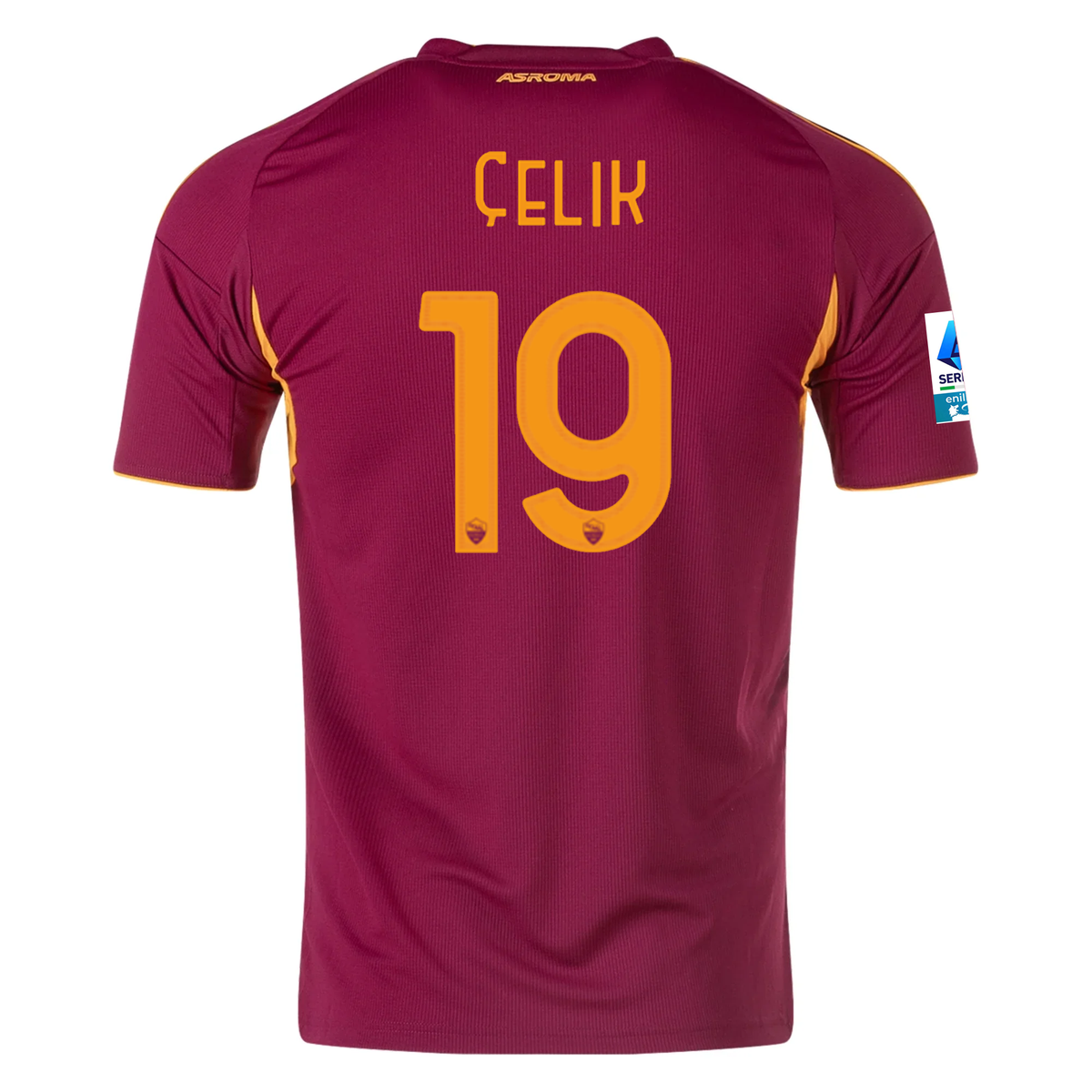 adidas Men's Roma Zeki Ã‡elik Home Jersey w/ Serie A Patch 25/26 (Burgundy)