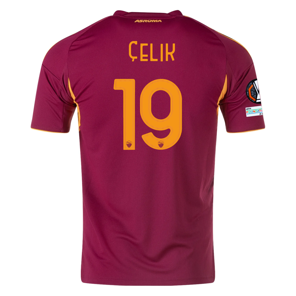 adidas Men's Roma Mehmet Zeki Ã‡elik Home Jersey w/ Europa League Patches 25/26 (Burgundy)