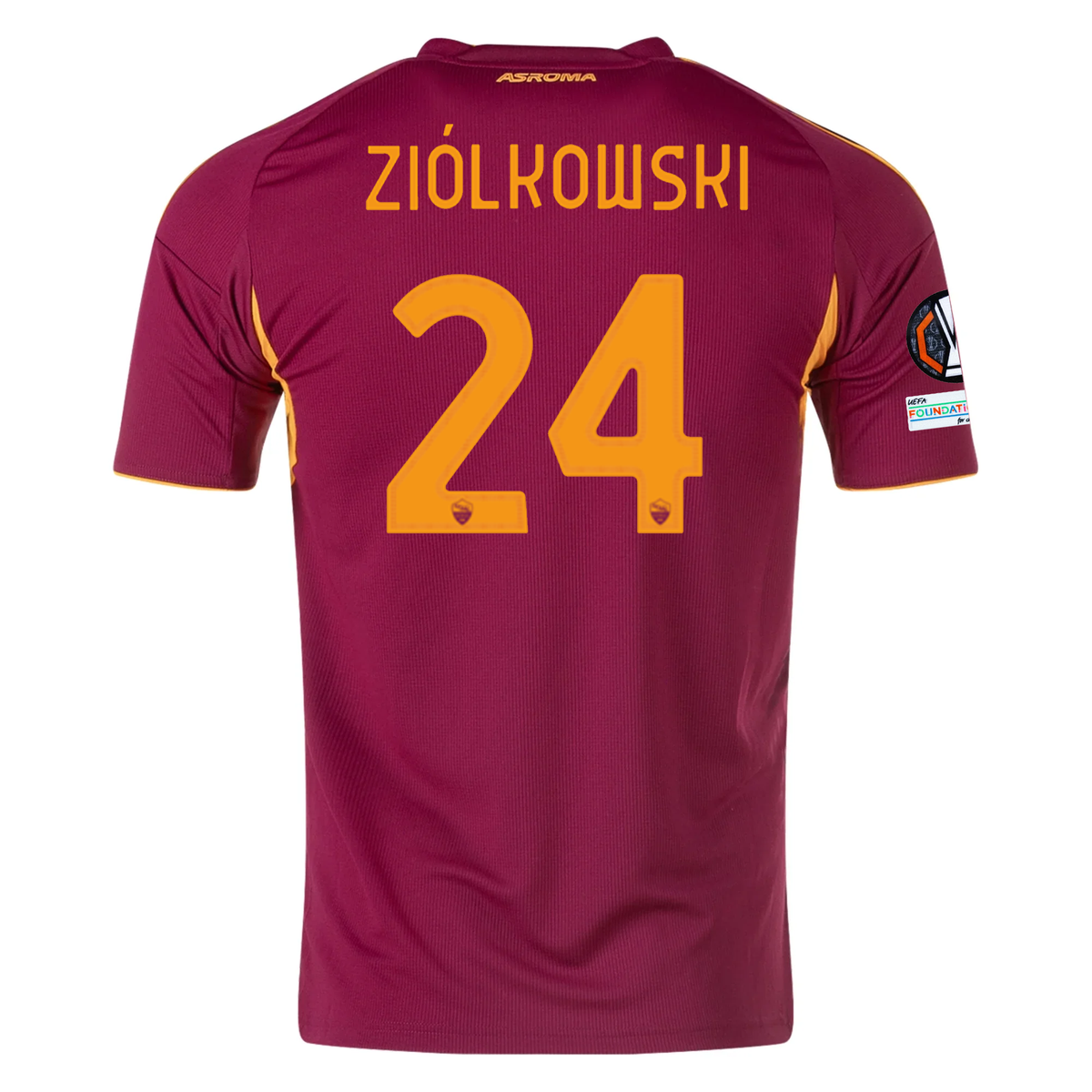 adidas Men's Roma Jan ZiÃ³Å‚kowski Home Jersey w/ Europa League Patches 25/26 (Burgundy)