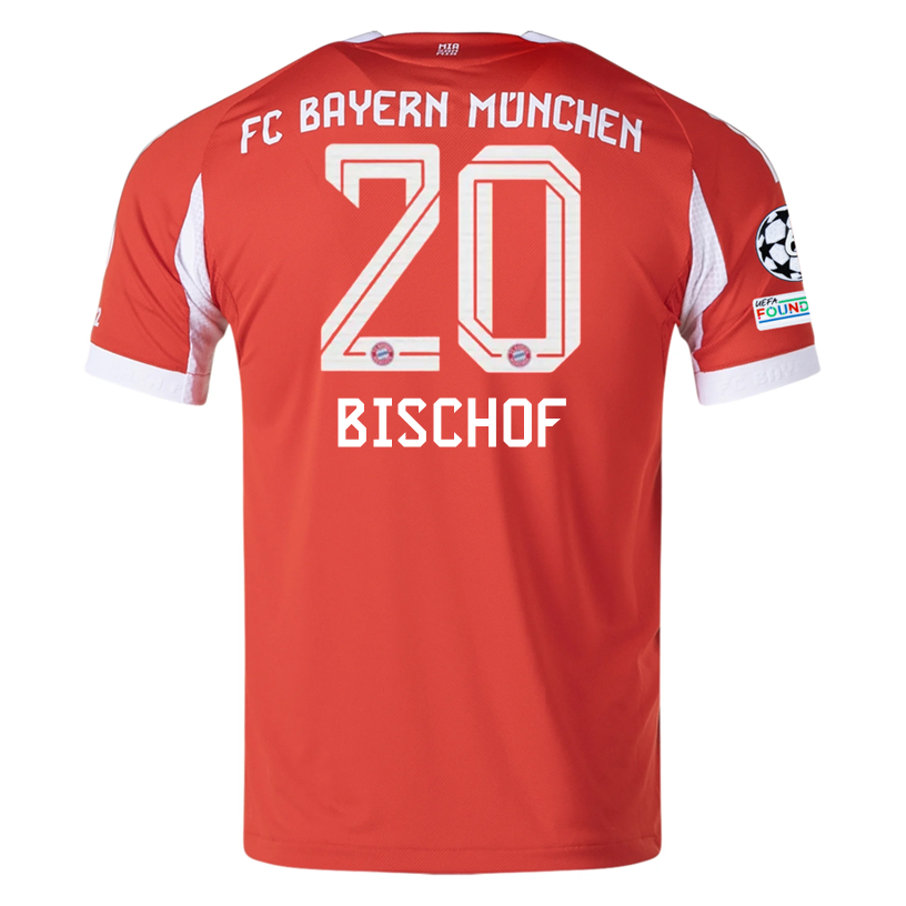 adidas Bayern Munich Bischof Home Jersey w/ Champions League Patches 25/26 (Red)