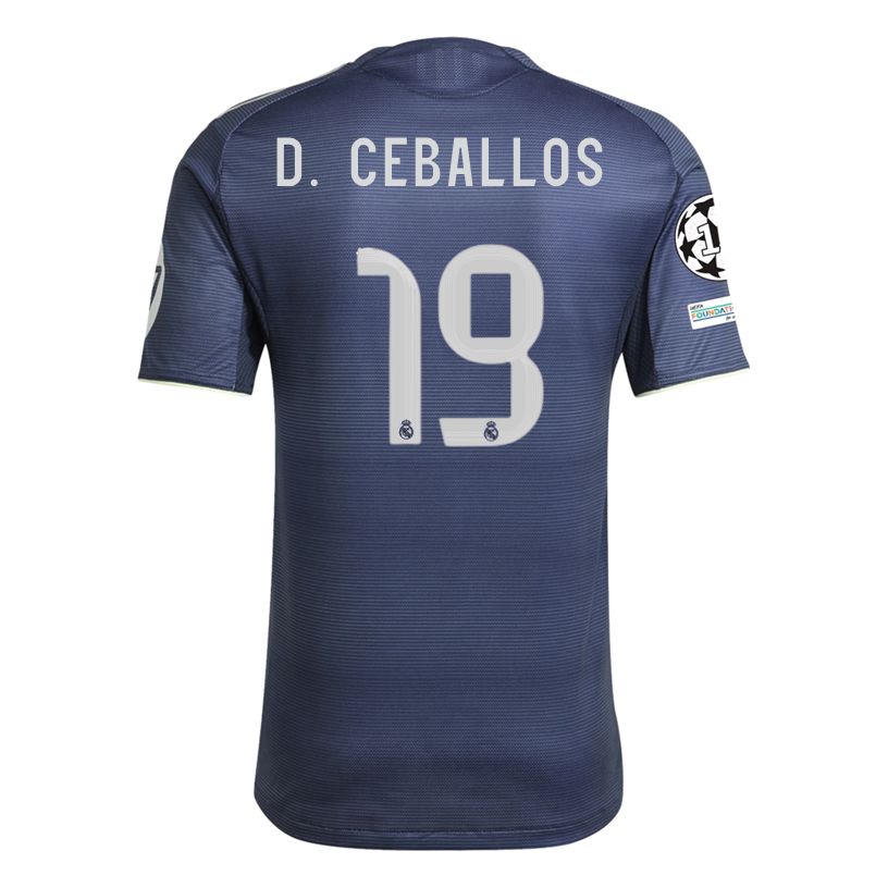 adidas Daniel Ceballos FernÃ¡ndez Real Madrid Authentic Away Jersey 25/26 w/ Champions League Patches (Legend Ink