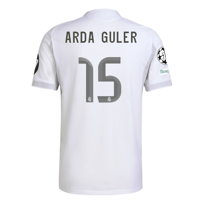 adidas Arda GÃ¼ler Real Madrid 25/26 Home Jersey w/ Champions League Patches (White)