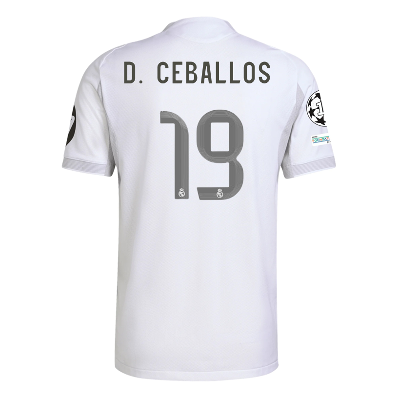 adidas Daniel Ceballos FernÃ¡ndez Real Madrid 25/26 Home Jersey w/ Champions League Patches (White)