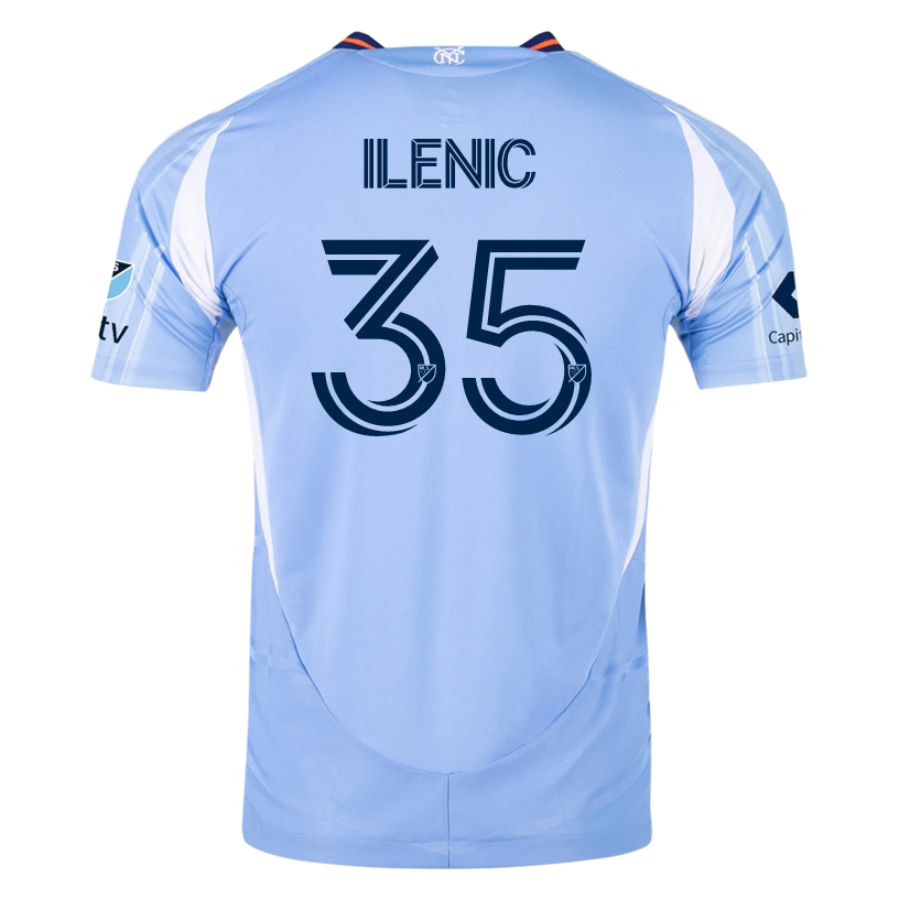 adidas Mitja IleniÄ New York City FC Authentic Home Jersey 25/26 w/ MLS Patches (Bahia Light Blue)