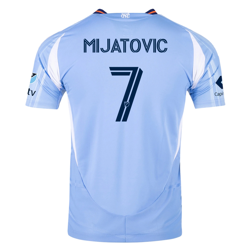 adidas Jovan MijatoviÄ‡ New York City FC Authentic Home Jersey 25/26 w/ MLS Patches (Bahia Light Blue)