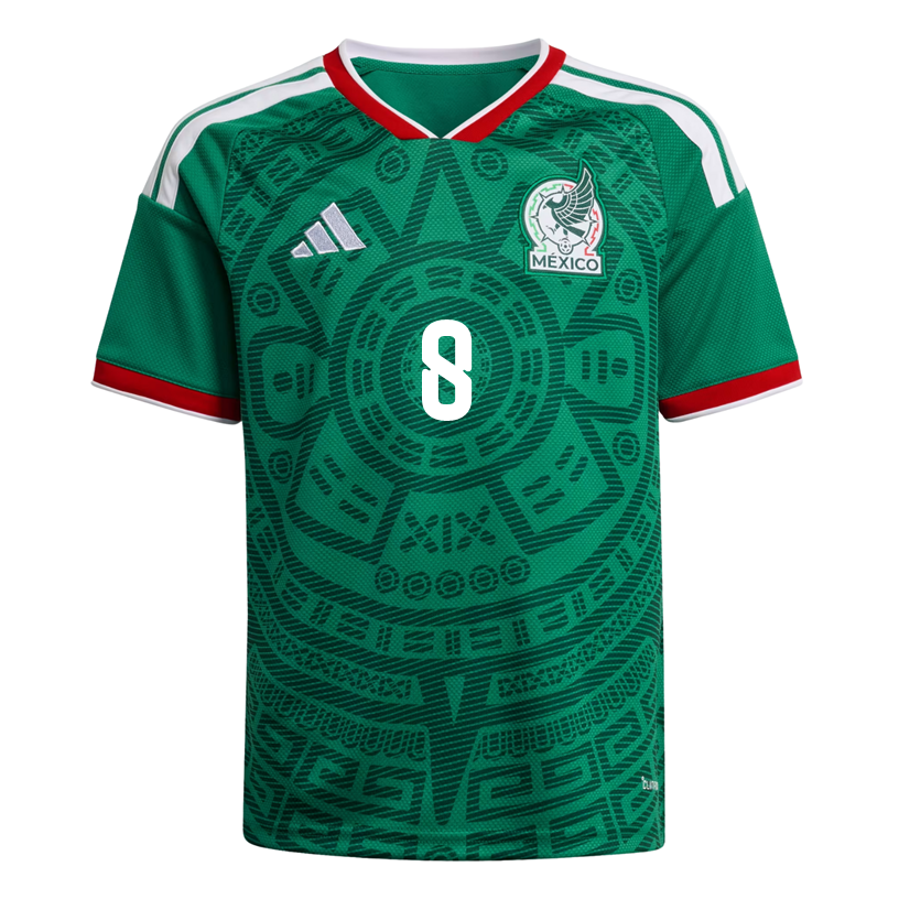 adidas Youth C. Rodriguez Mexico 2026 Home World Cup Jersey (Bold Green)