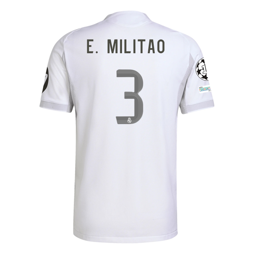 adidas Ã‰der Gabriel MilitÃ£o Real Madrid 25/26 Home Jersey w/ Champions League Patches (White)