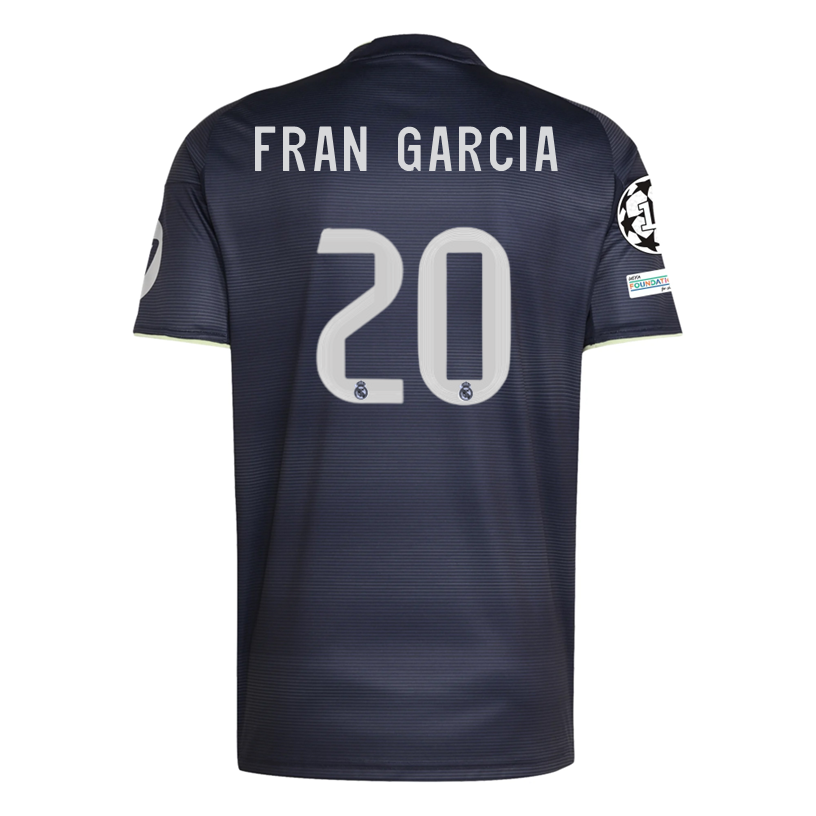 adidas Fran GarcÃ­a Real Madrid 25/26 Away Jersey w/ Champions League Patches (Legend Ink)