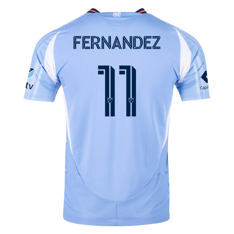 adidas Julian FernÃ¡ndez New York City FC Authentic Home Jersey 25/26 w/ MLS Patches (Bahia Light Blue)