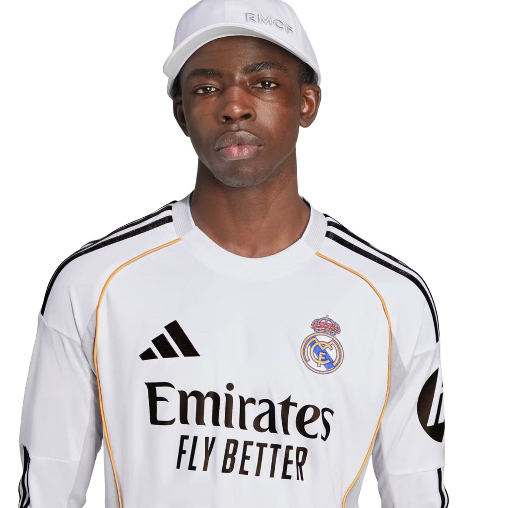 adidas Real Madrid Fran Garcia Long Sleeve Home Jersey w/ Intercontinental + Champions League Patches 25/26 (White)