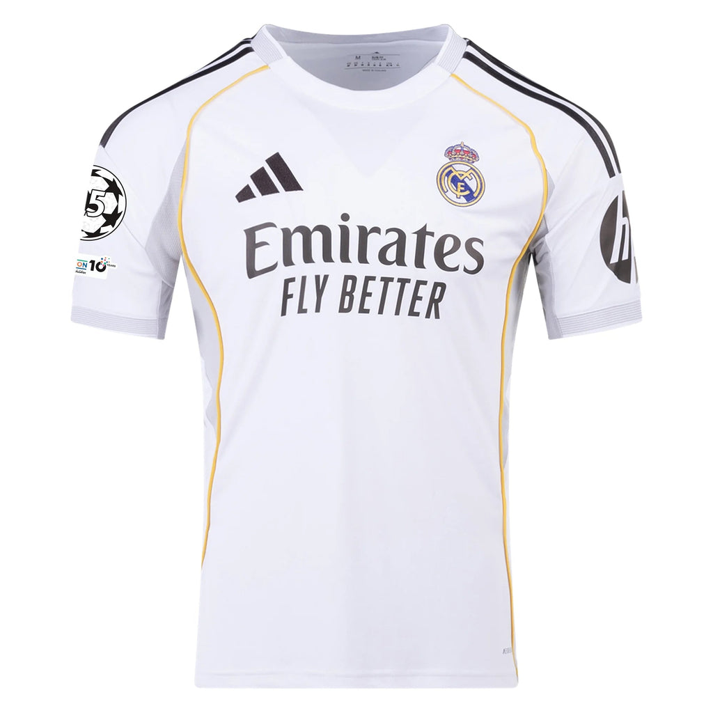 adidas Jude Bellingham Real Madrid 25/26 Home Jersey w/ Champions League Patches (White)