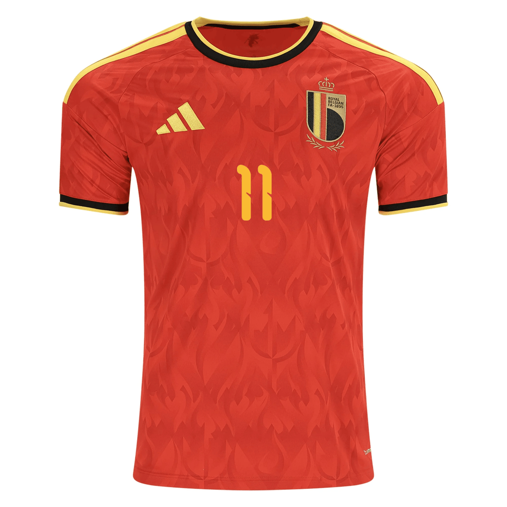 adidas Men's Belgium JÃ©rÃ©my Doku Home Jersey 2026 (Red/Bold Gold)