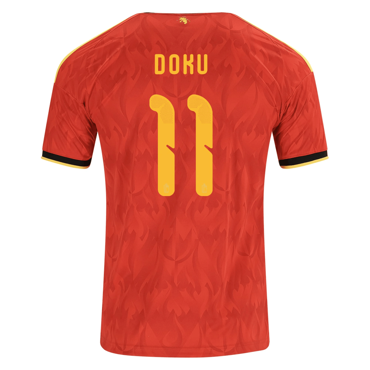 adidas Men's Belgium JÃ©rÃ©my Doku Home Jersey 2026 (Red/Bold Gold)