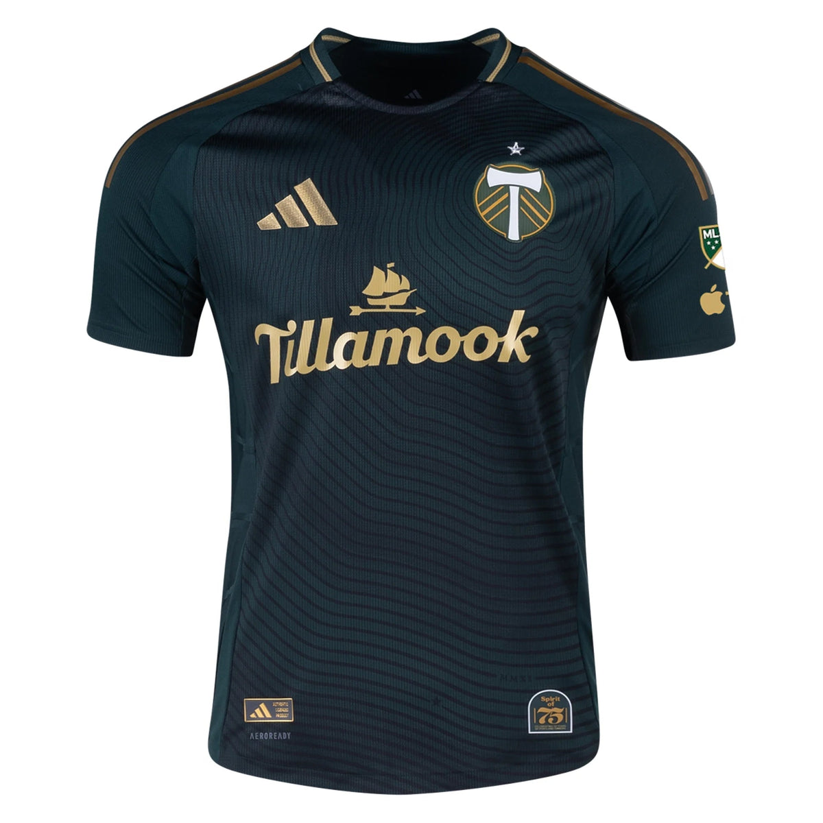 adidas Hunter Sulte Portland Timbers Authentic Home Jersey w/ MLS & Apple Patch 25/26 (Green/Gold)