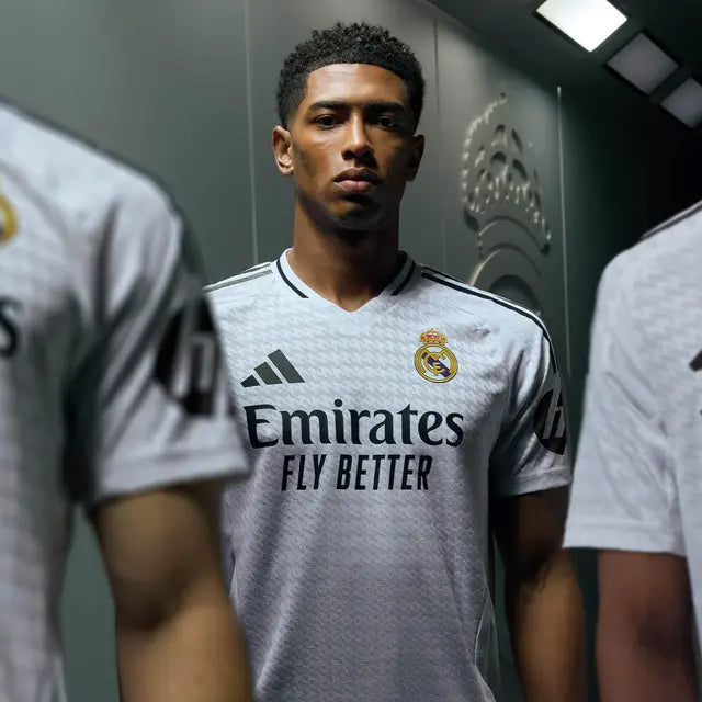 adidas Fran Garcia Real Madrid Authentic Home Jersey w/ La Liga Patches 24/25 (White/Black)