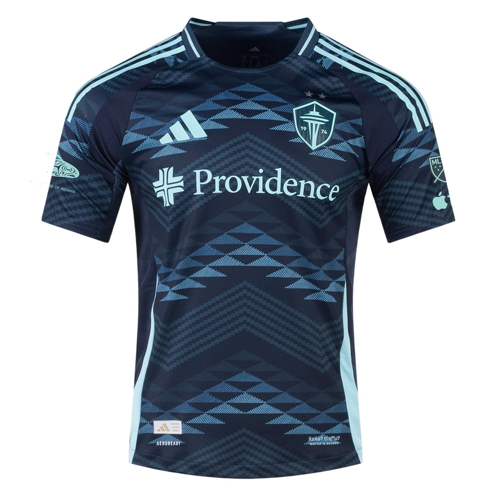 adidas J. Bell Seattle Sounders Authentic Away Jersey 25/26 w/ MLS Patches & Sponsor (Aura Ink)