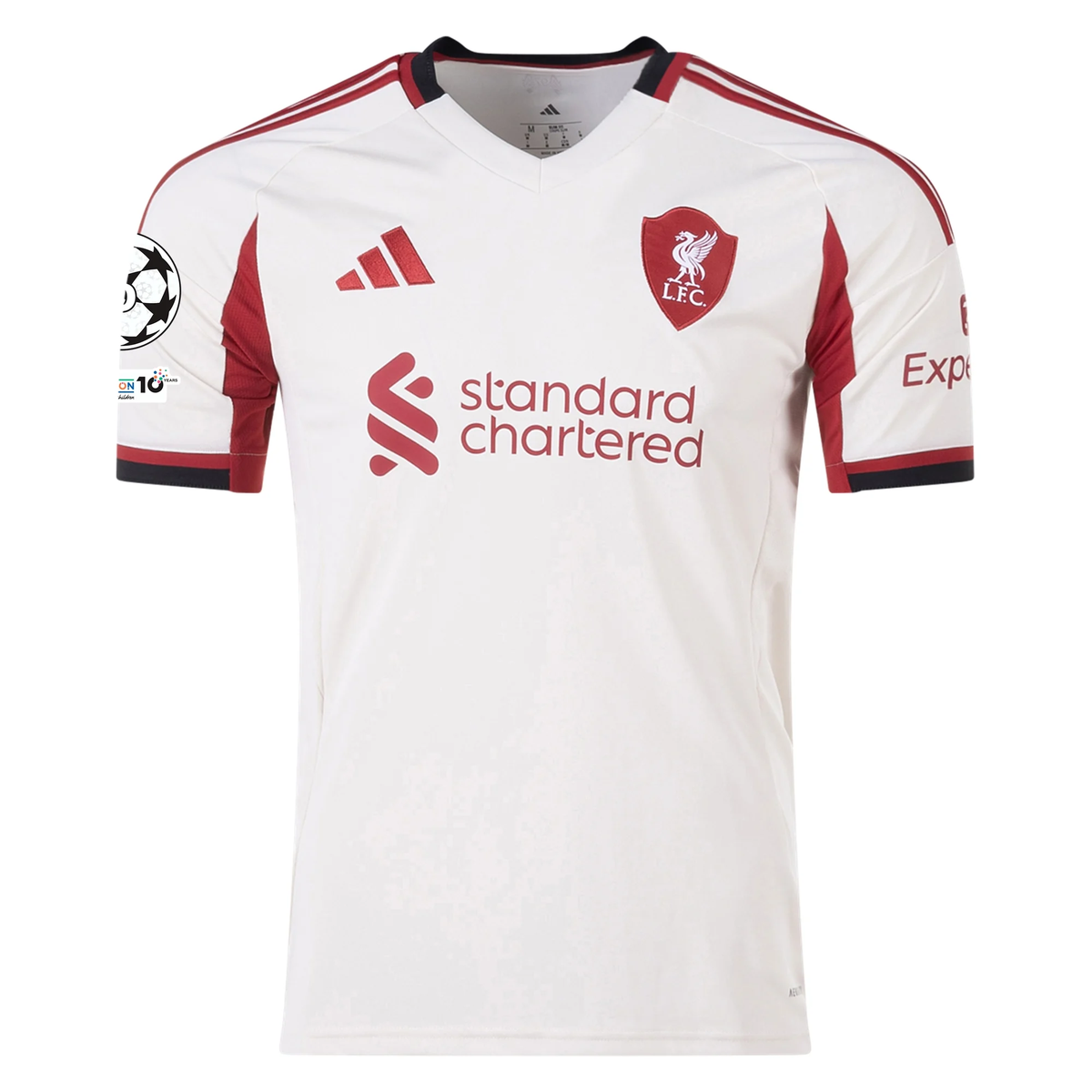 adidas Men's Liverpool Alexis Mac Allister Away Jersey w/ Champions League Patches 25/26 (Wonder White)